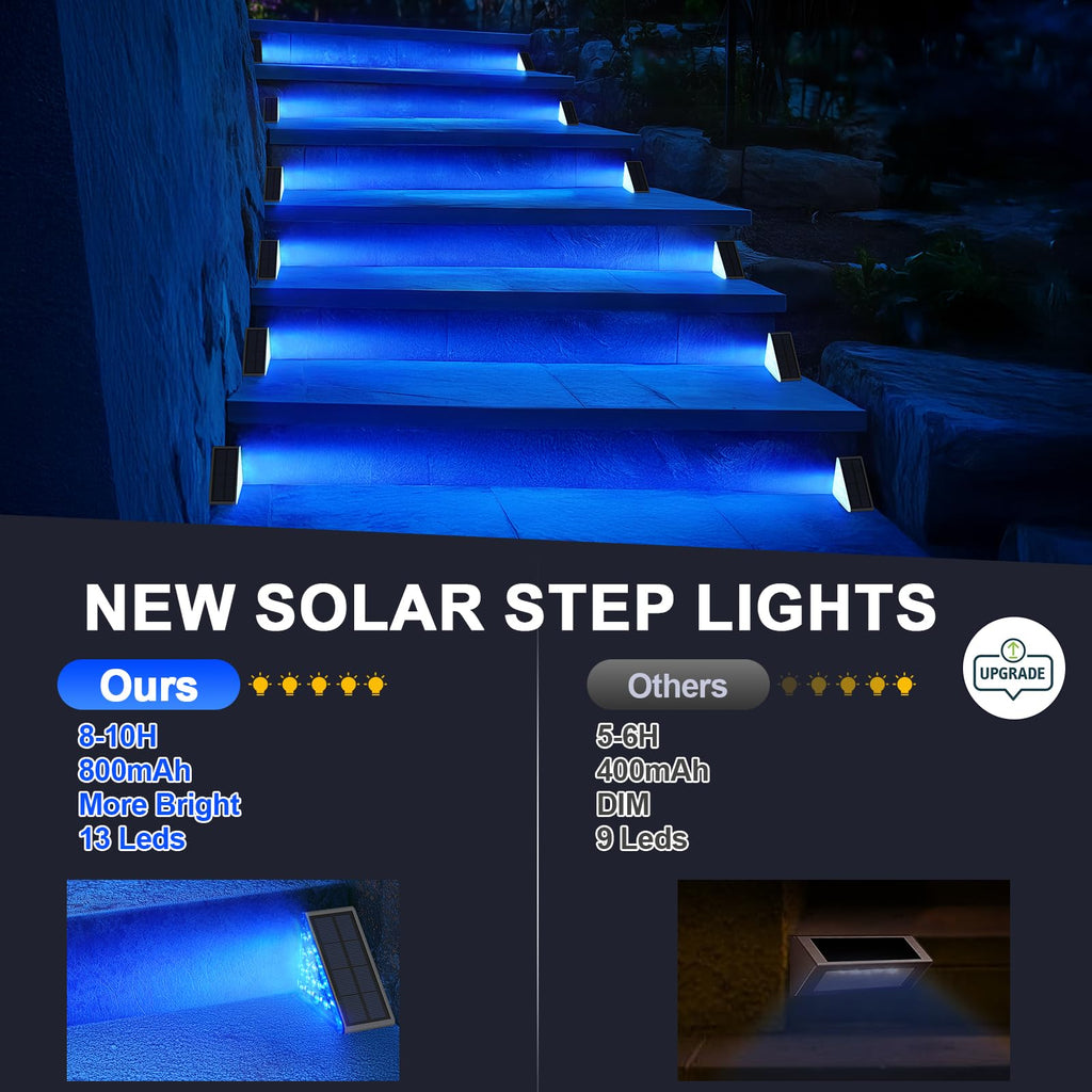 LED Solar Step Lights Waterproof Outdoor Stair Lights, Solar Deck Lights Outdoor Decor IP67 Solar Decoration Lights