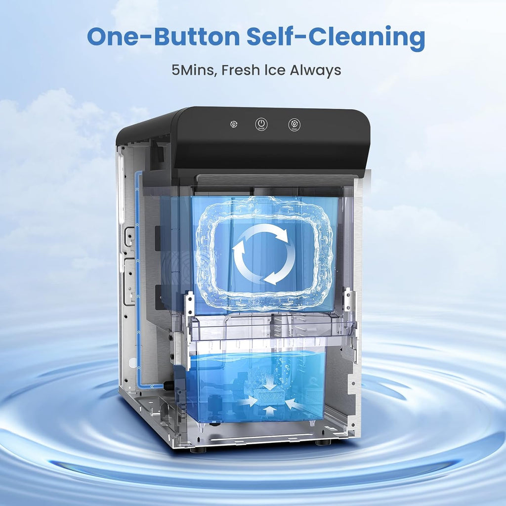 V2.0 Nugget Ice Maker, 38lbs/24H Countertop Pellet Ice Machine with Self-Cleaning, Energy-Efficient, Chewable Pebble