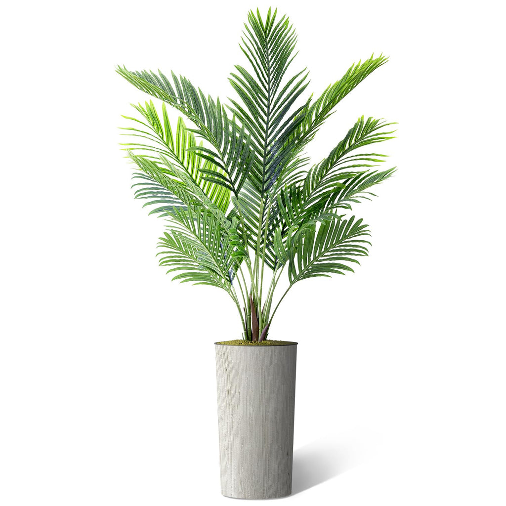 Artificial Tree in Modern Swirl Pattern Planter, Fake Areca Tropical Palm Silk Tree for Indoor and Outdoor Home