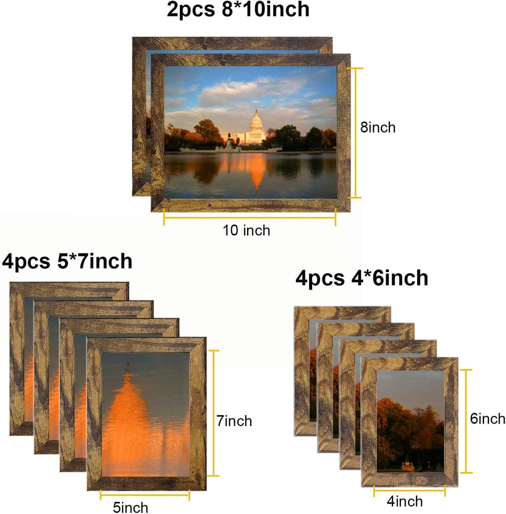 Picture Frame Set 10 pack, Farmhouse Photo Frames, Gallery Wall Frame Collage, with Two 8x10, Four 5x7, Four 4x6
