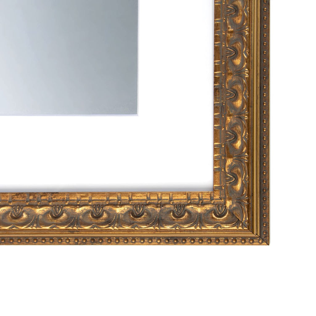 11x14 Bronze Photo Frame White Mat for 8x10 Real Glass