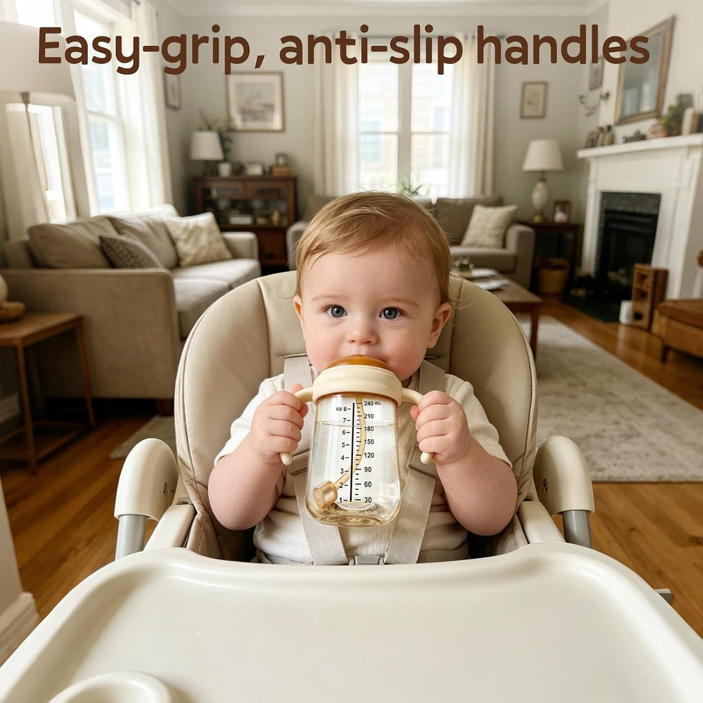 Sippy Cup with Weighted Straw, Baby Training Cup Handles, 8oz, 6M+
