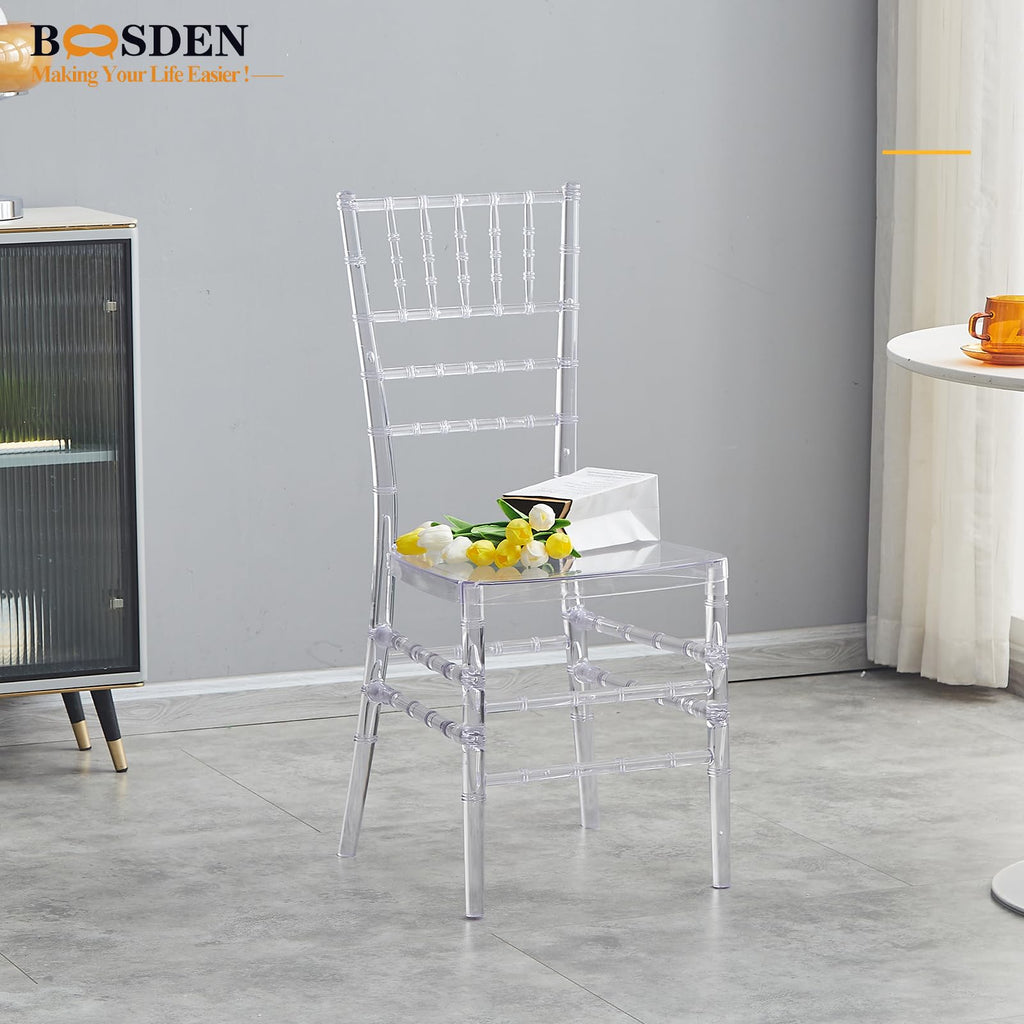 Clear Acrylic Ballroom Chairs, Transparent Plastic Chair, 1 Pack