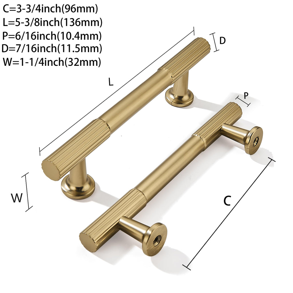 3-3/4 Inch Hole Center 5 Pack,Champagne Bronze Heavy Duty Solid Satin Brass Cabinet Pulls, Kitchen Drawer Handles