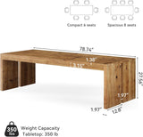 78.7-Inch Solid Wood Dining Table, Farmhouse Kitchen Table for 6-8 People, Wooden Dinner Table for Kitchen, Dining