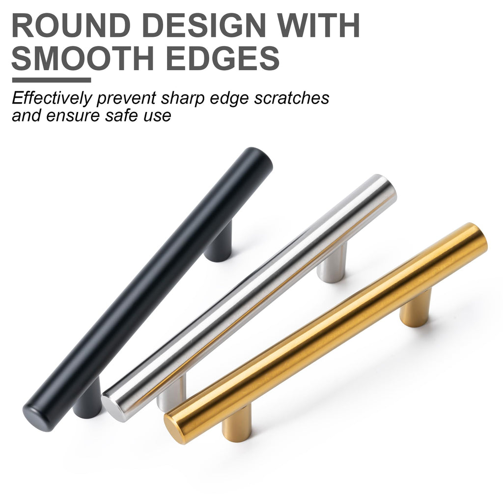 25 Pack Cabinet Handles, 5 Inch Length, 3 Inch Hole Center, Brushed Nickel