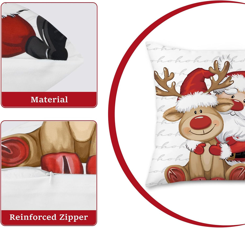 Merry Christmas Throw Pillow Covers 18x18 Inches - Set of 4
