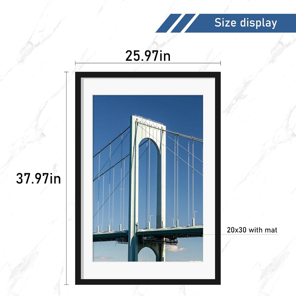 24x36 Poster Frame Set of 4, for Wall Mounting, Black | Display Picture 20x30 with Mat or 24 x 36 without Mat, Photo