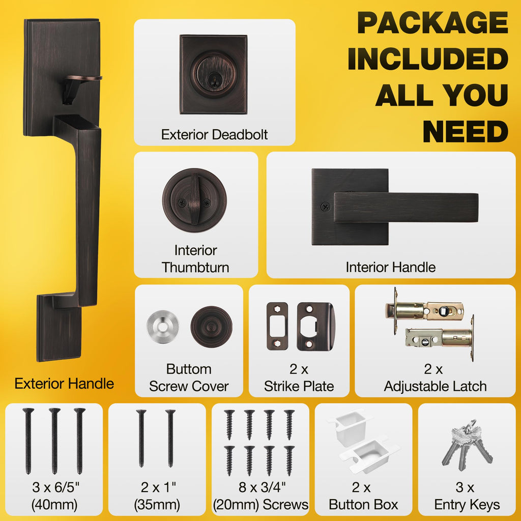 Front Door Handle and Deadbolt Lock Set, Oil Rubbed Bronze