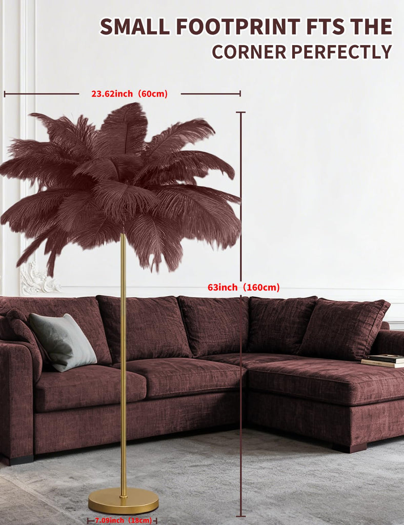 Feather Floor Lamp, Fluffy Ostrich Feather Floor Lamp, 3 Color Temperatures Led Corner Modern Floor Lamps Christmas
