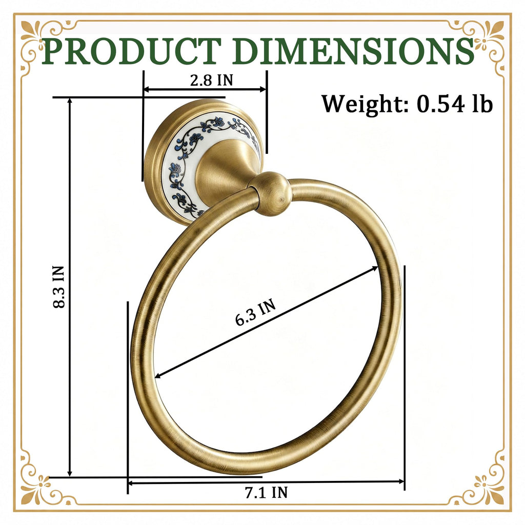 Antique Brass Towel Ring, Rustproof Wall Mounted Towel Rack