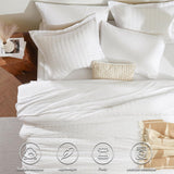 Queen Comforter Set White Seersucker 7 Pieces Bed in a Bag Queen Comforter Set with Sheets