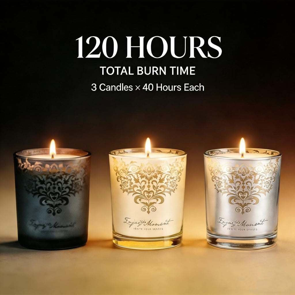 Luxury Candle Gift Set for Women, 3x7oz, Trimmer & Snuffer Lid - Set of 5