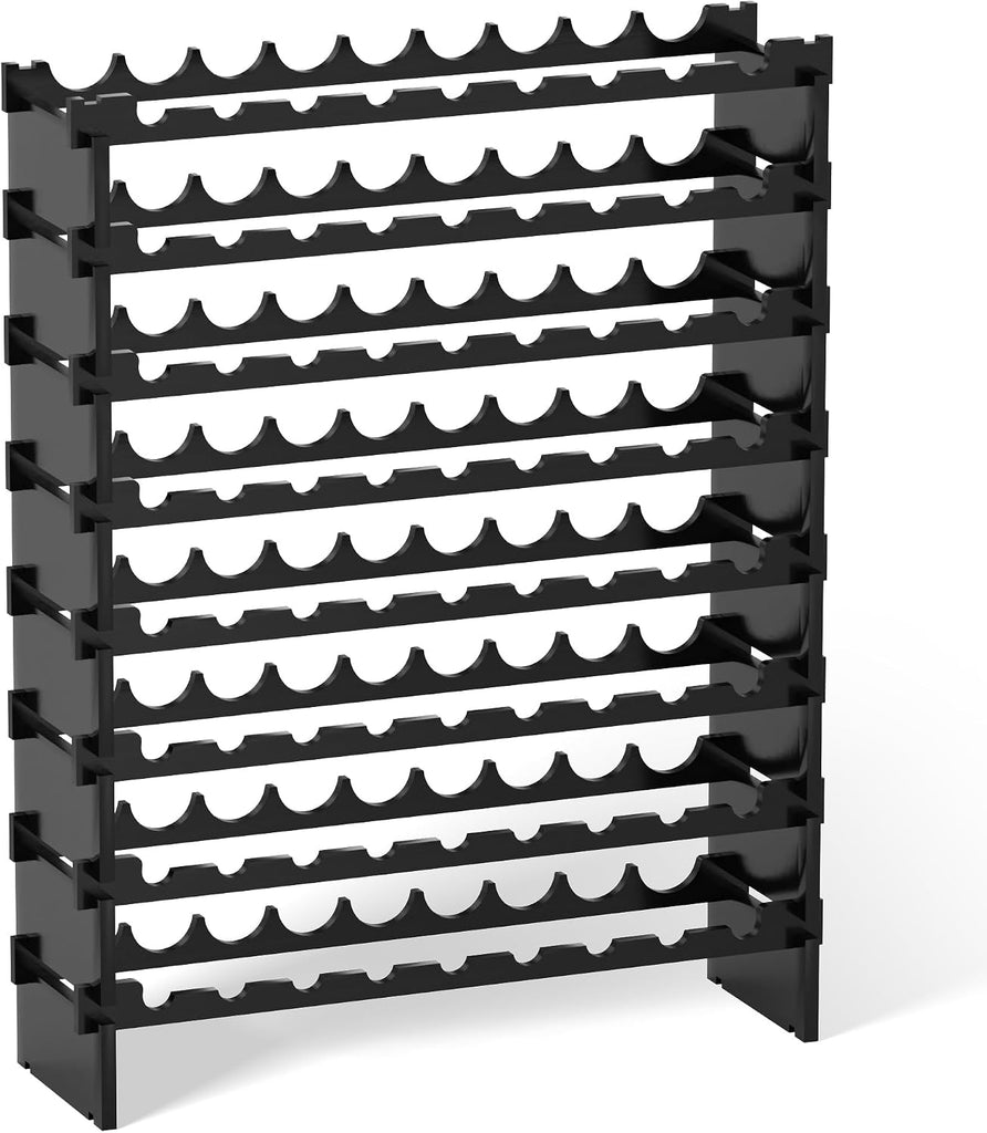 Wine Rack Freestanding Floor - 8 Tiers Wine Bottle Holder 72 Bottle Stackable Bamboo Wooden Storage Racks Shelves
