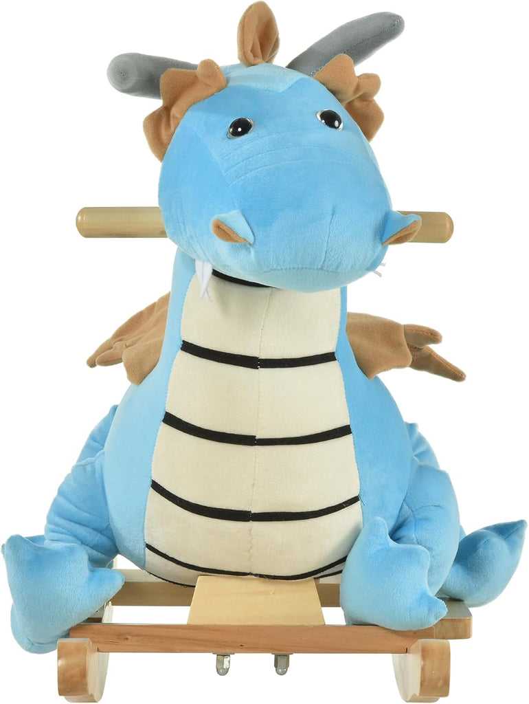 Kids Plush Ride-On Rocking Horse Toy Dinosaur for18-36 Months Blue