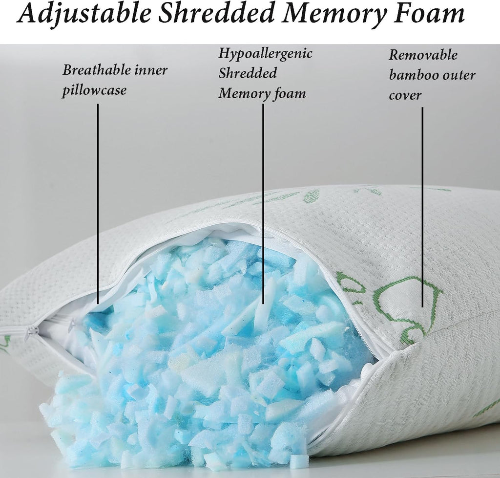 Body Pillow for Adults Shredded Memory Foam Long Full Body Pillow for Sleeping with Breathable Cover Firm Hug Large