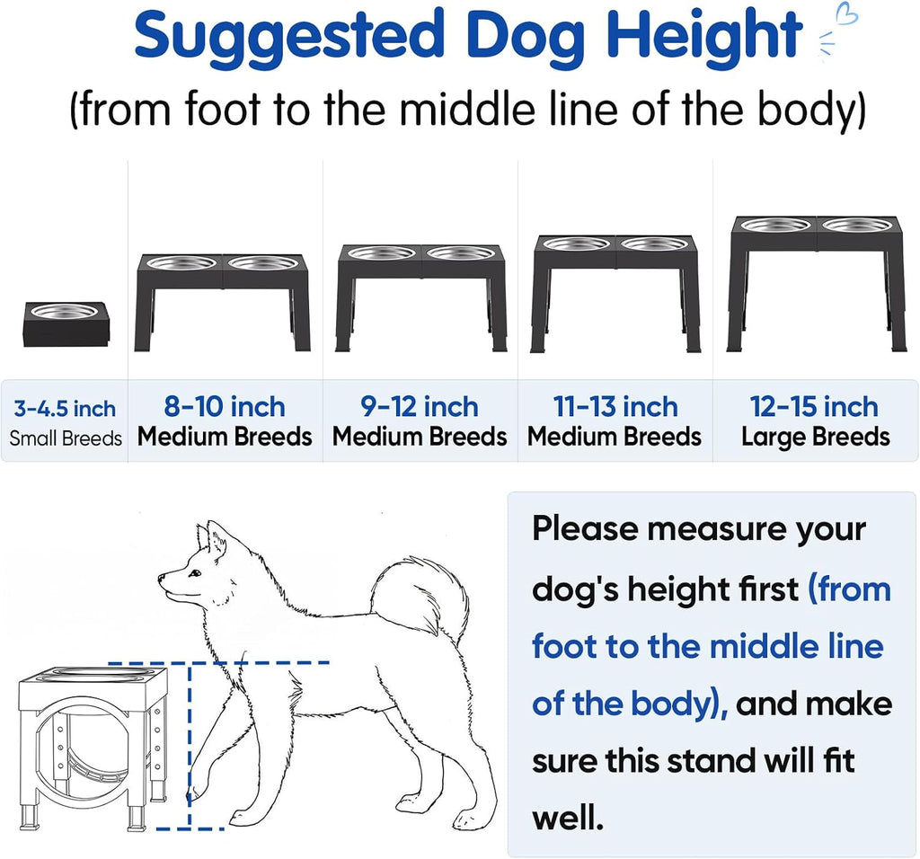 Elevated Dog Bowls Large Breed Raised Dogs Bowl Stand Large/Medium Sized Dog Stainless Steel Food Water Bowl Stands 5