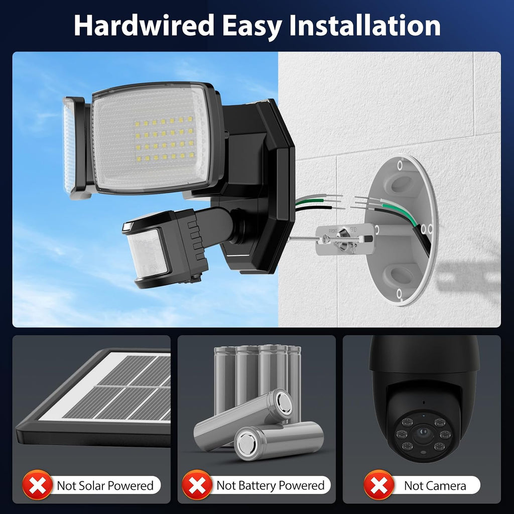 32W 2 Head Motion Sensor Outdoor Lights, 3200LM 6500K Hardwired LED Security Light, Dusk to Dawn, Motion Detector