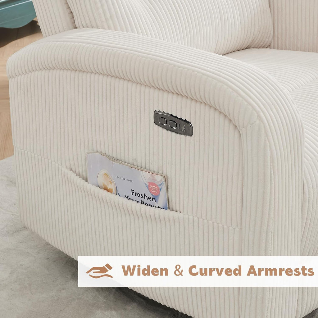 Power Swivel Rocker Recliner ,reclining rocking chair,CreamWhite | 270° Swivel Rocker with Type-C & USB Port Double