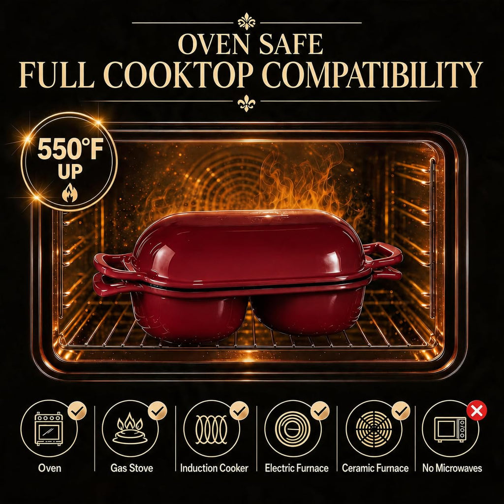 Mini Double Dutch Oven For Sourdough Bread Baking, 2.2QT Enameled Cast Iron