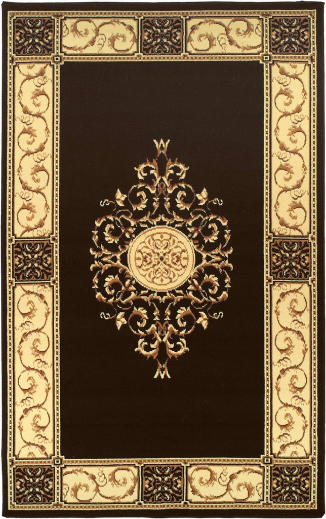 Indoor Area Rug, Floral Medallion Design, Coffee