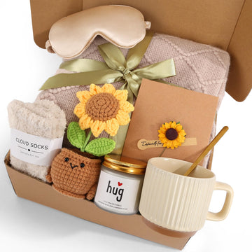 Women's Birthday Self-Care Gift Basket, Sunflower-Themed Sunshine Gift Sunshine Care Gift Set, Christmas Birthday