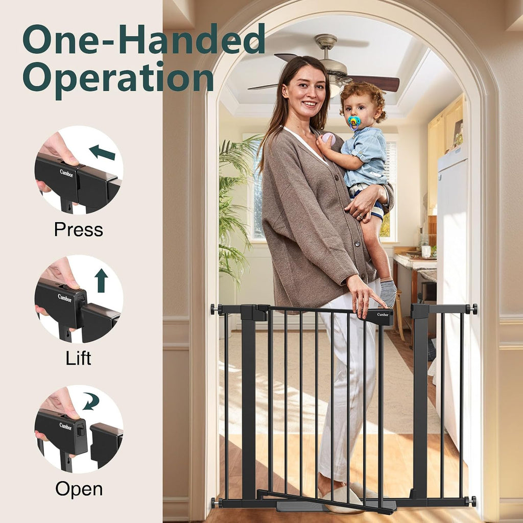 30-40.6 in Baby Gate for Stairs and Doorways, Dog Gate Indoor Black