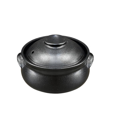 Korean Premium Stoneware Black Casserole Clay Pot with Lid, For Cooking Hot Pot Dolsot Bibimbap and Soup .(1100ml)