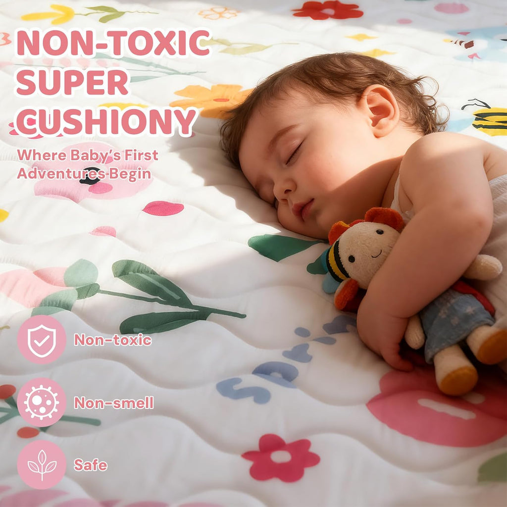 Baby Play Mat for Floor, 72'' x 48'' Thicken Foam Soft Padded Mat for Baby, Playpen Mat for Toddlers Infant Kids