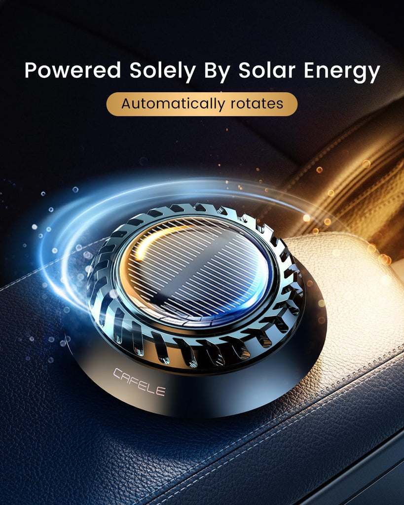 Solar-Powered Car Aromatherapy Diffuser, DIY Essential Oil Car Freshener, Rotating Auto Air Freshener No Oil