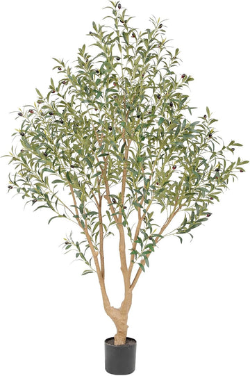 Majestic Faux Olive Tree 6ft - Artificial Olive Tree Indoor & Outdoor with Lifelike Leaves & Textured Branches