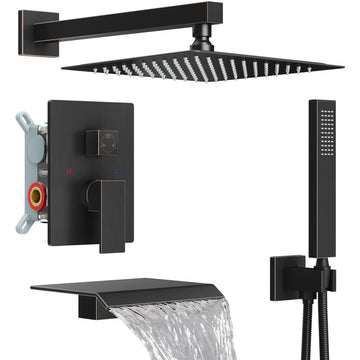 Shower System with Tub Spout,10 Inch Shower Head,Oil Rubbed Bronze