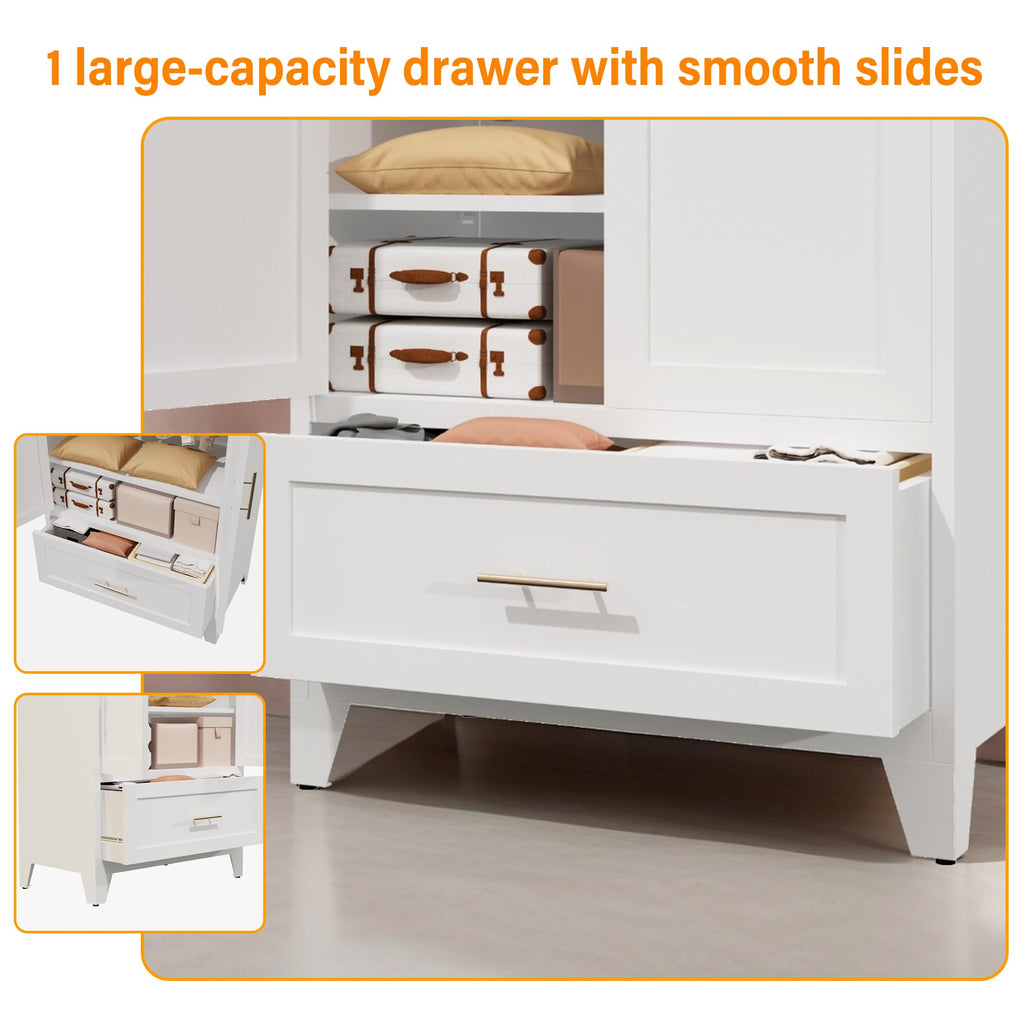 61'' Metal Armoire Wardrobe Closet with Doors