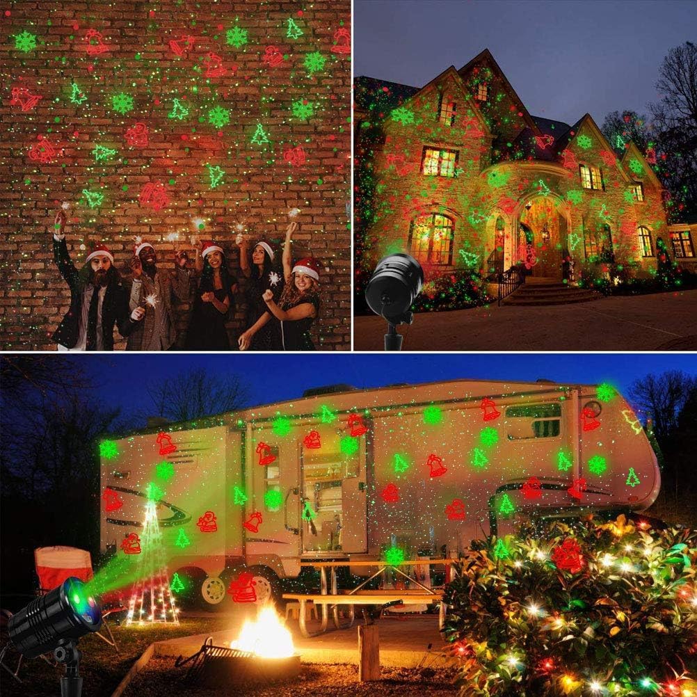 Christmas Projector Lights Outdoor Holiday Laser Lights Landscape Spotlight Red and Green with 360 Accessibility