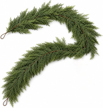 5.7 FT Christmas Greenery Real Touch Cedar Garland for Indoor Outdoor Decor
