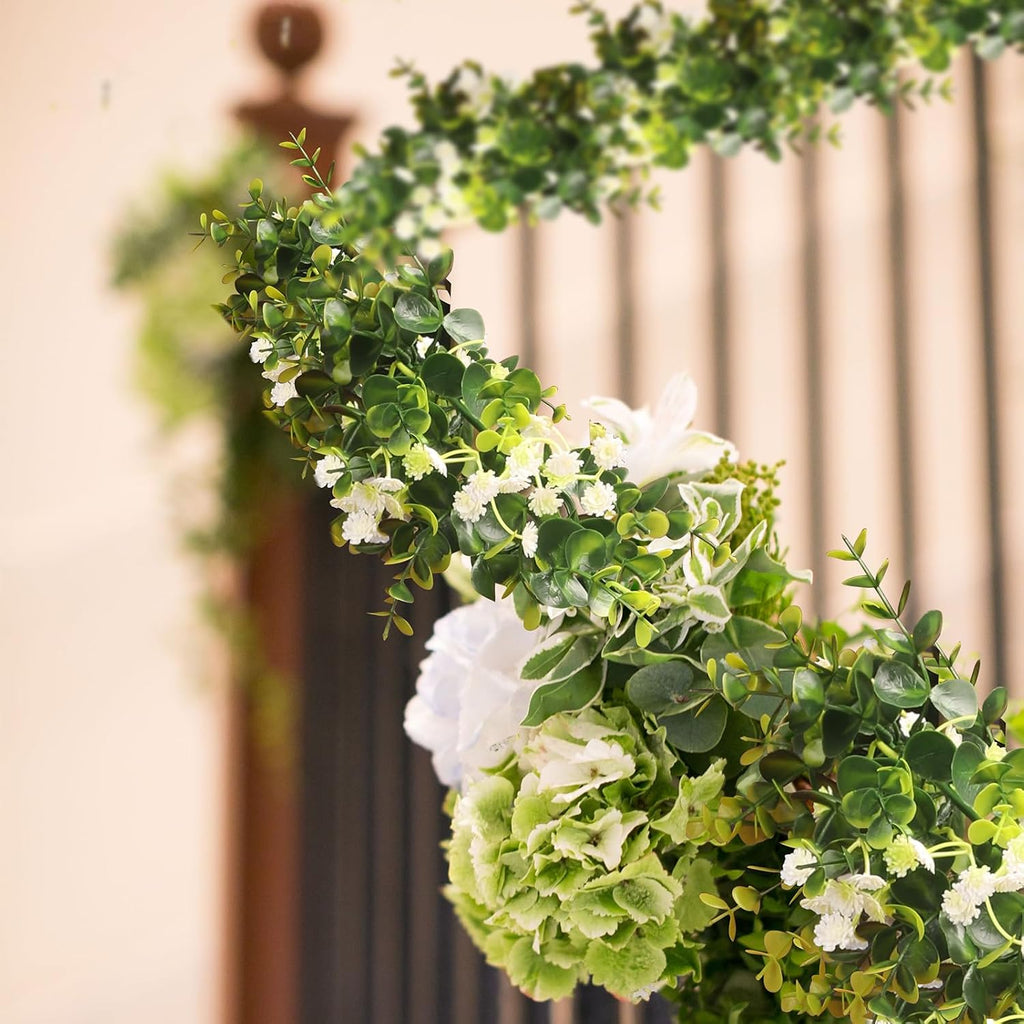 6FT Eucalyptus Garland with Flowers, 2 Pack Artificial Greenery Garland Hanging Summer Eucalyptus Garland Suitable - Set of 2