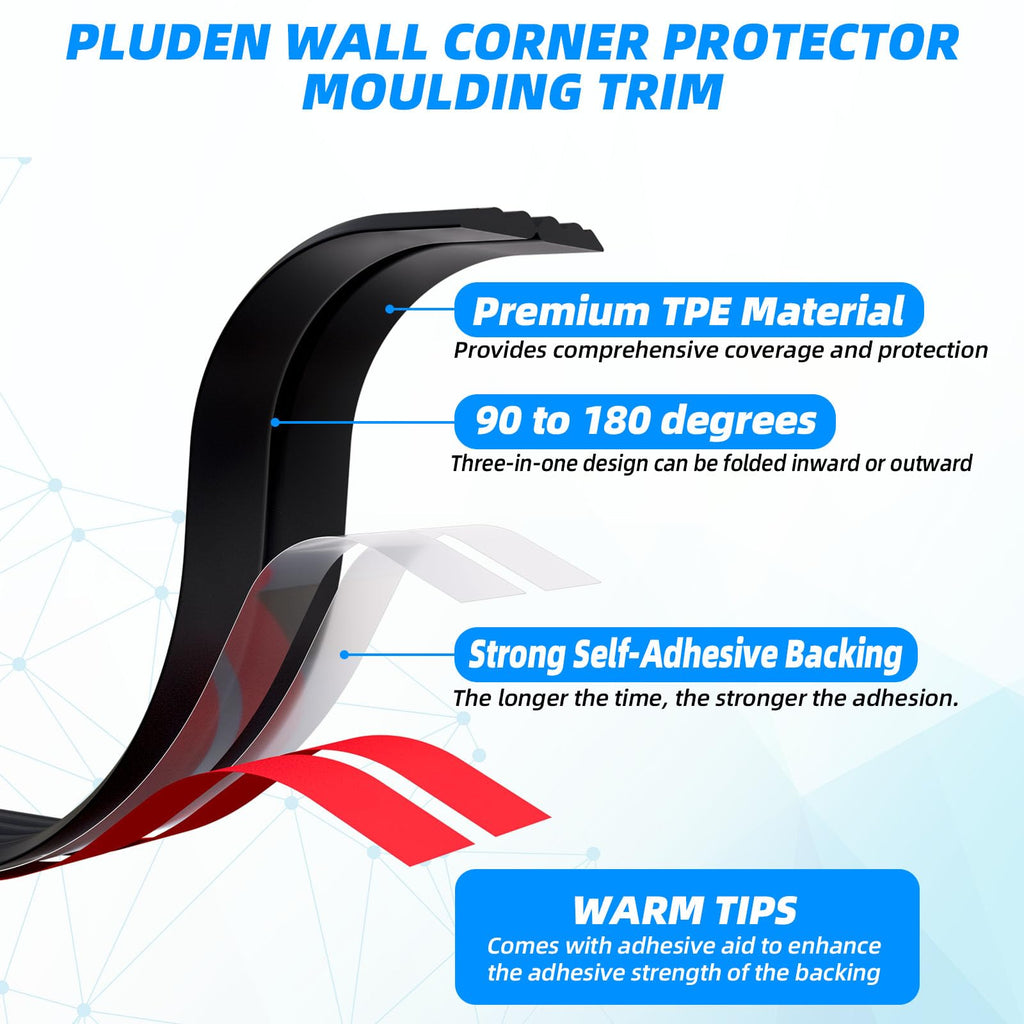 10FT Flexible Wall Corner Protector Moulding Trim, Peel and Stick Inside & Outside Wall Corner Guards Edge