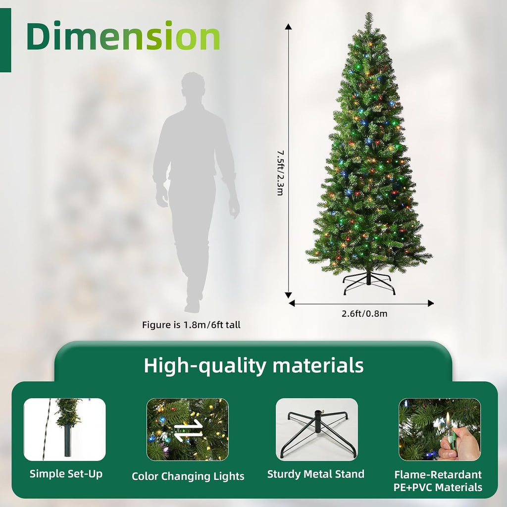 Pre-Lit Slim Christmas Tree Douglas Fir