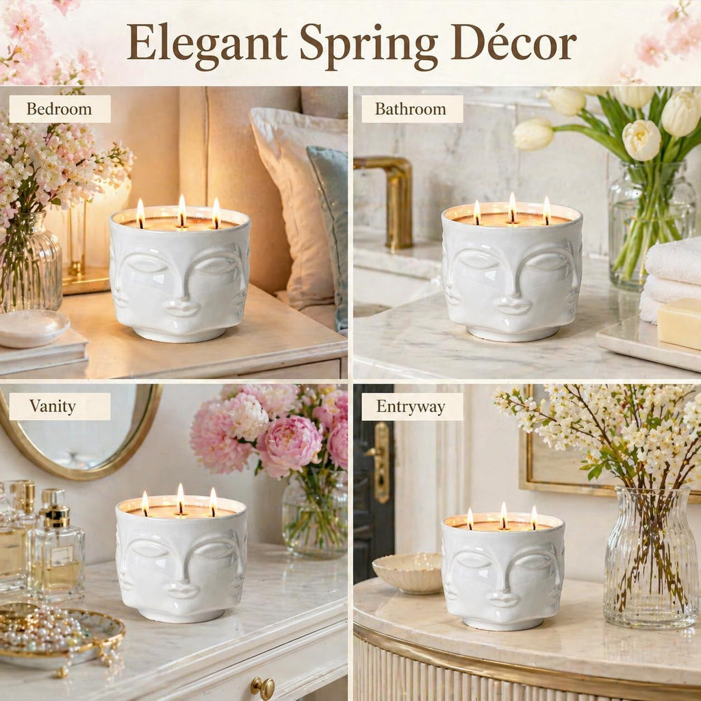 20oz Large Scented Candle - Vanilla Dreamscape & Fresh Spice, 3 Wick Non Toxic Soy Candle, Decorative White Ceramic - Set of 20
