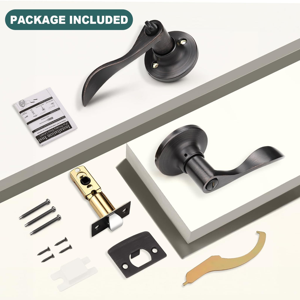 1 Pack Privacy Door Handles Interior Oil Rubbed Bronze Door Handles Bathroom Privacy Door Levers Keyless Door Hardware