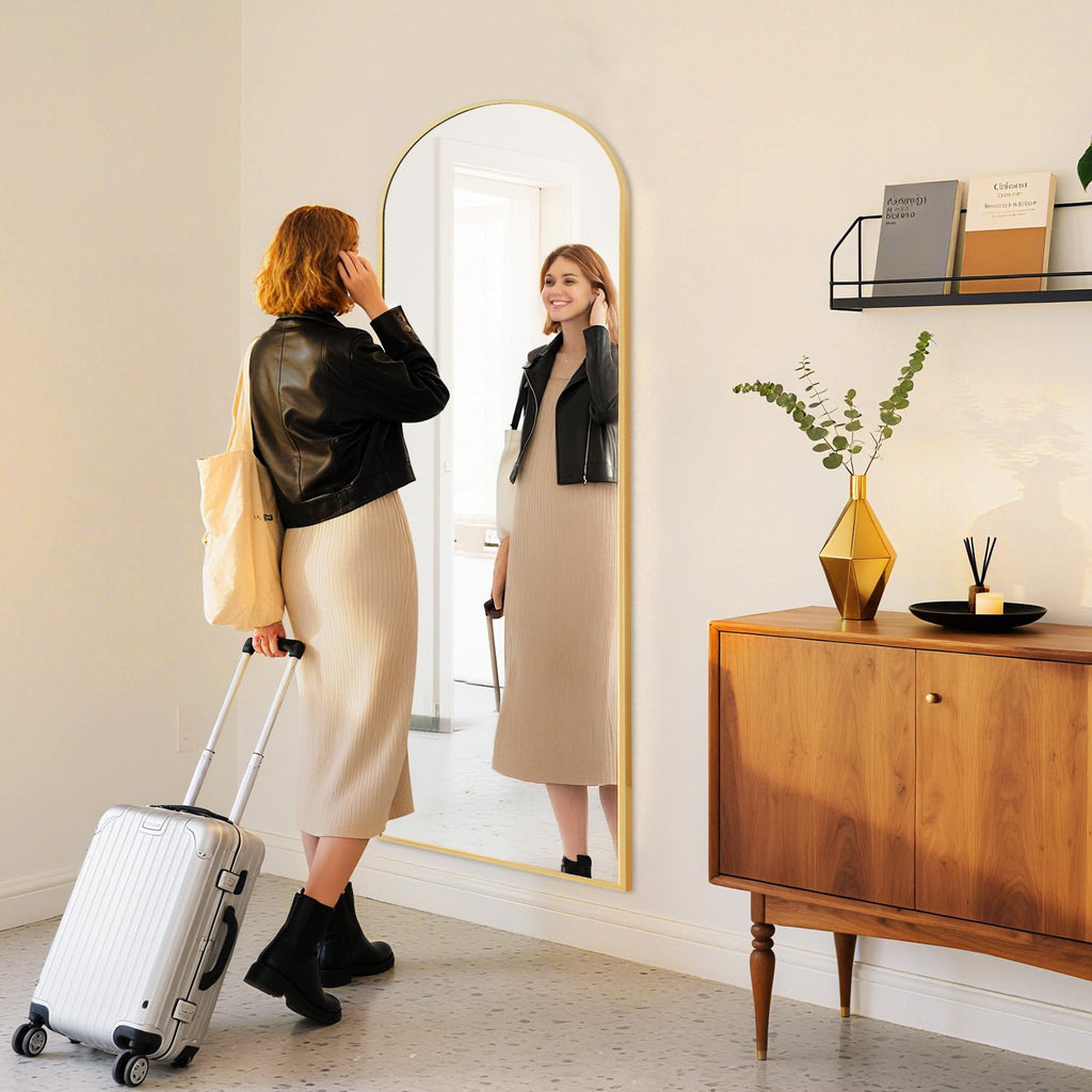 Arched Mirror Full Length Floor, 59x16 Inch Full Body Standing Mirror
