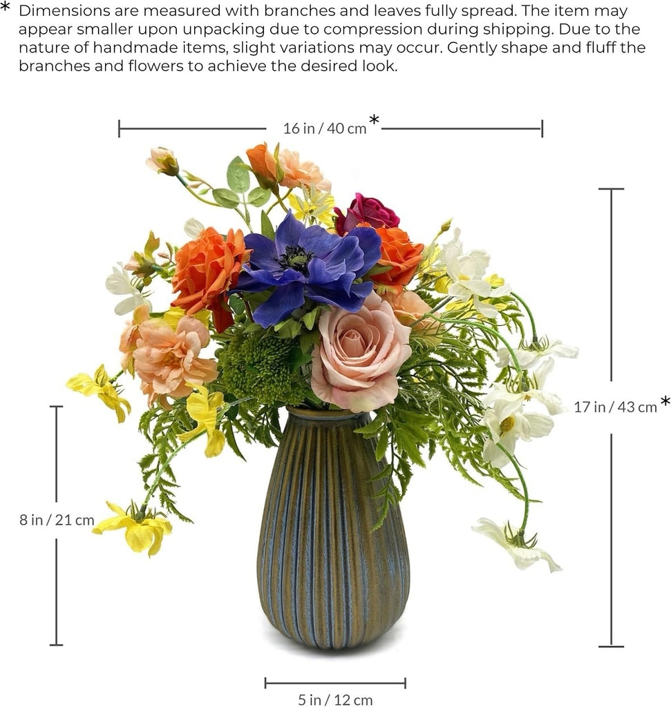 Artificial Faux Flowers in Vase, Silk Flower Arrangement Artificial Floral Centerpiece, Table Centerpieces Home Decor