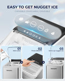 Nugget Ice Maker Countertop, Max 40lbs/Day, Auto-Cleaning, 2Qt Reservoir, Compact Sonic Ice Maker with 2.5lbs Basket