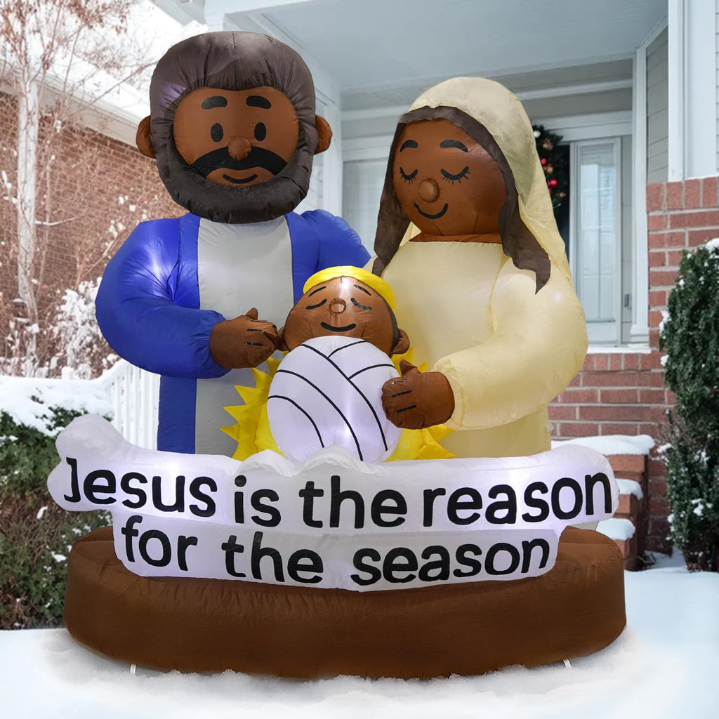 Black Santa Christmas Decorations - African American Christmas Black Nativity Set Inflatable Outdoor Decorations