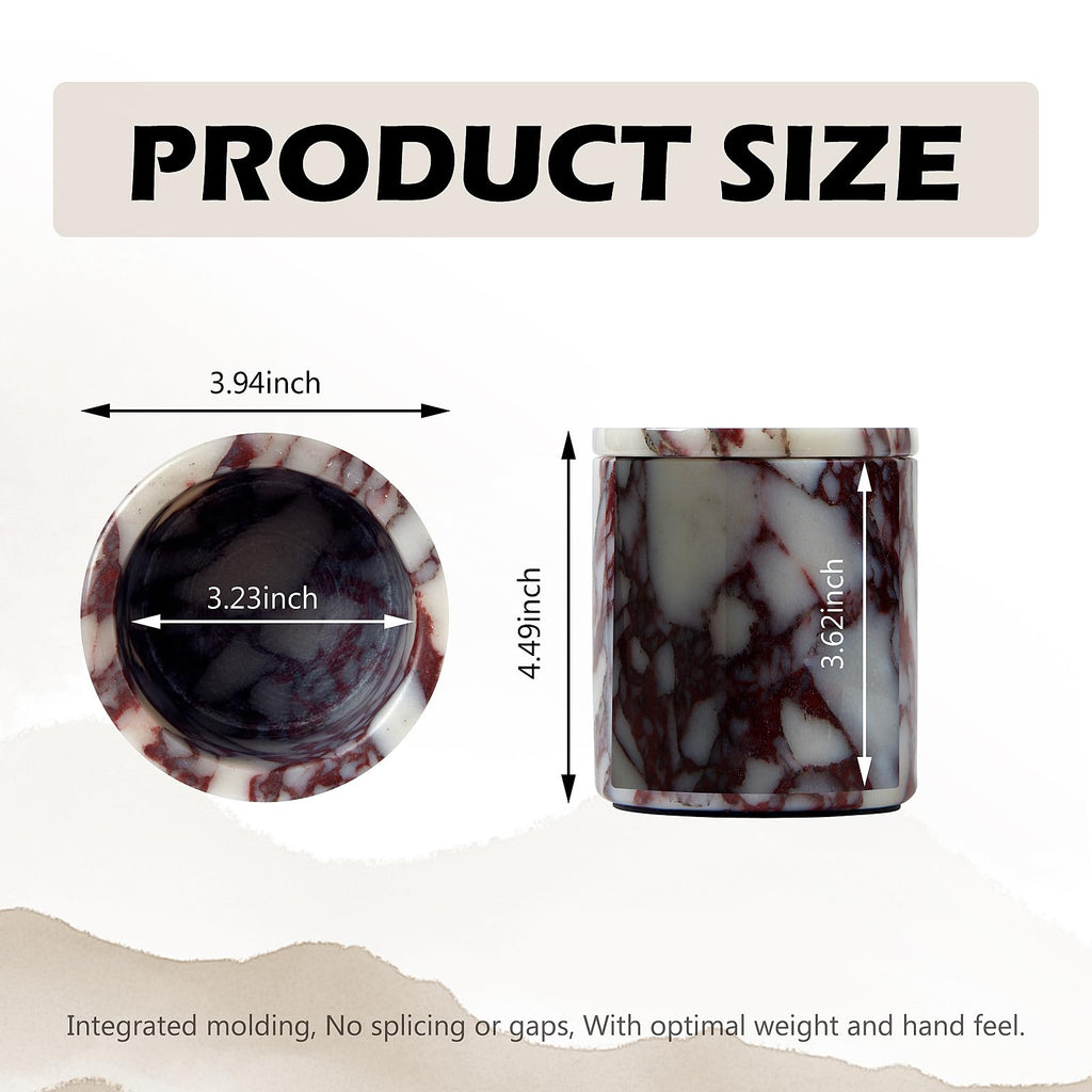 Luxury Natural Calacatta Viola Marble Qtip Holder with Lid - 3.9 Inch Round, Large Capacity Apothecary Jar for Cotton