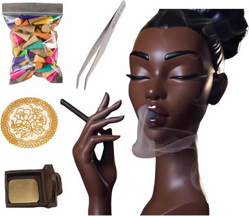 Elegant Head Incense Black Woman Burner, Modern Design, Stylish Incense Holder Black Women, Sophisticated Home Decor