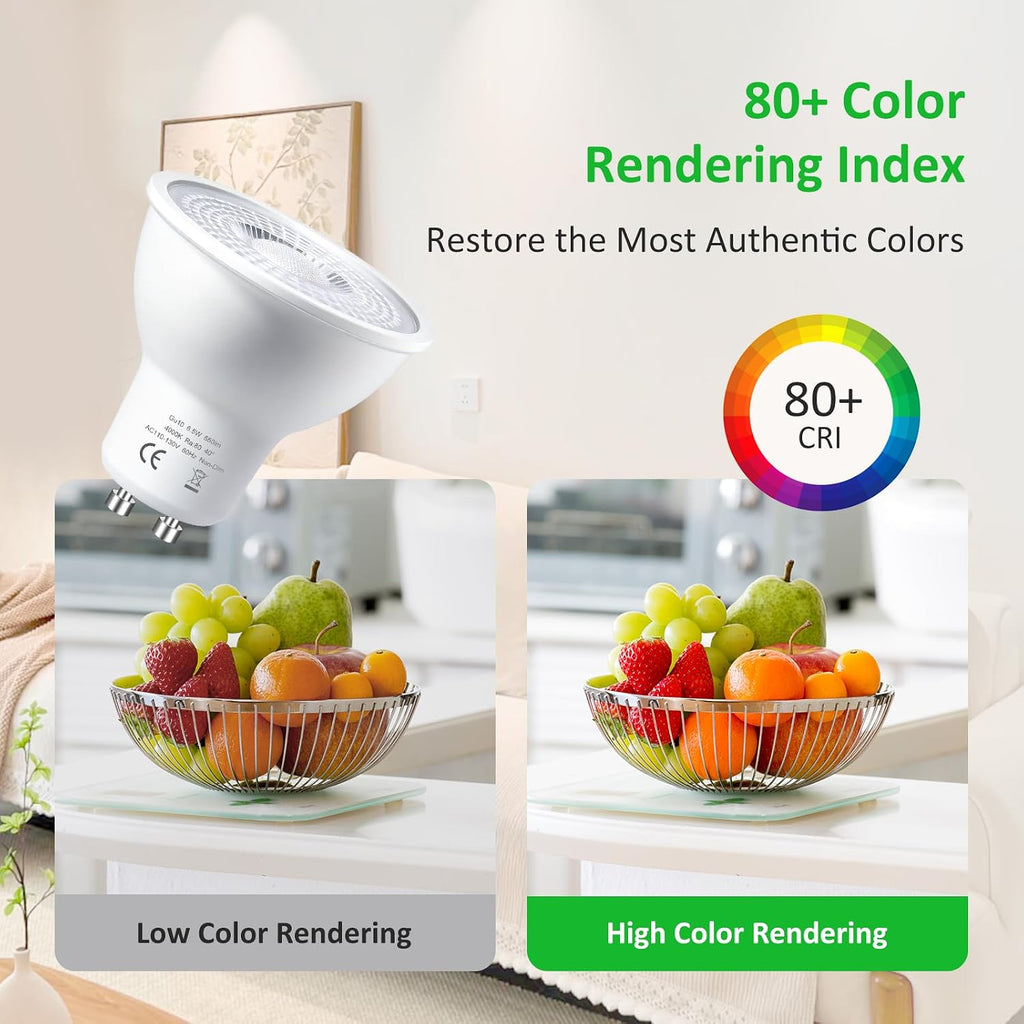 GU10 LED Bulbs 120V GU10 Led Light 6.5W 4000K Non-Dimmable 6Pack