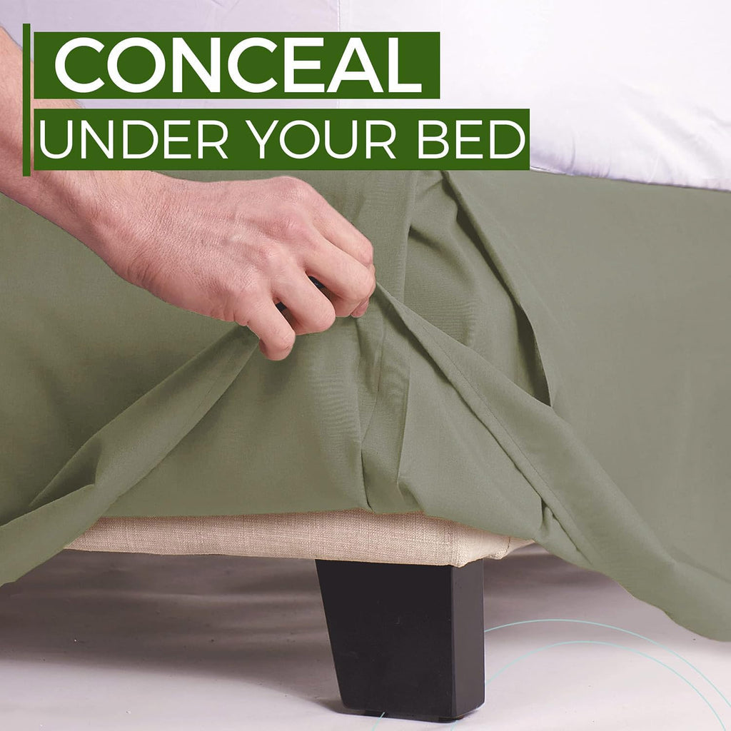 Bed Skirt Queen Size, 14" Inch Drop with Platform, Box Spring Cover Drape Bed Skirting, Wrinkle & Fade Resistant Sage