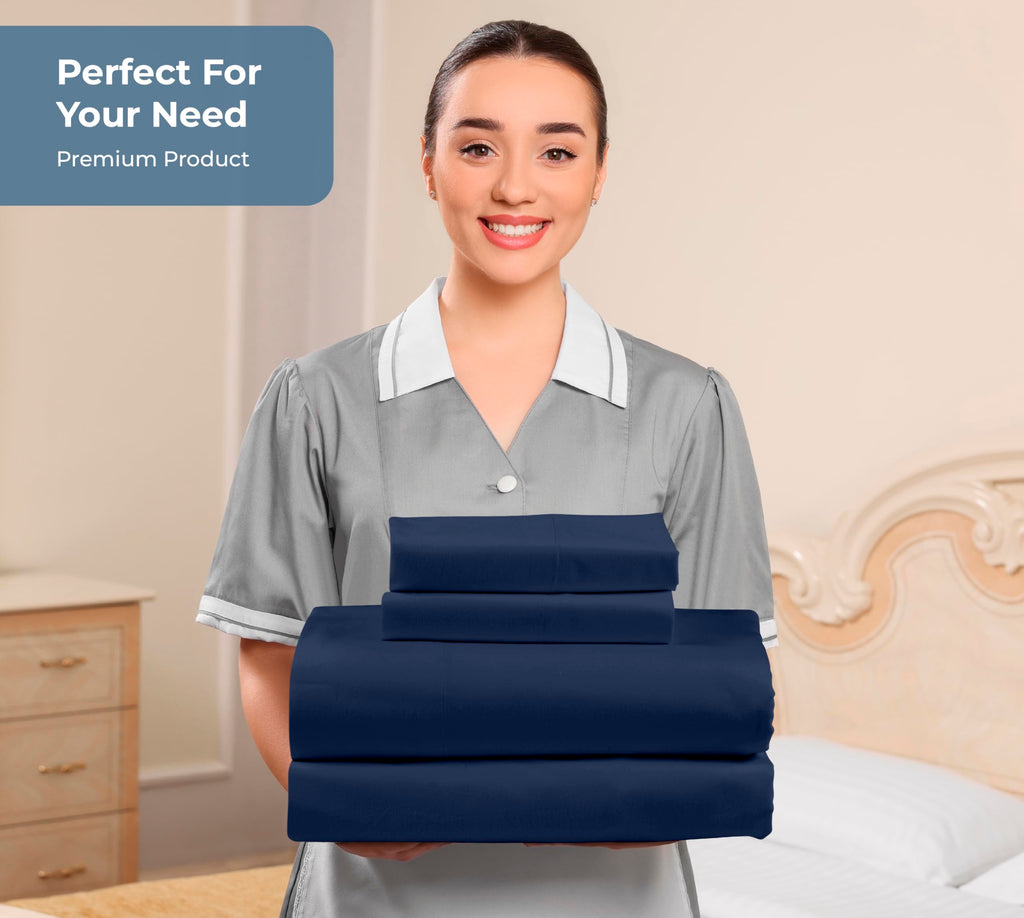 100% Organic Cotton King Sheet Set - Percale Weave - 4 Pieces Set - 1 Flat, 1 Deep Pocket Fitted Sheet and 2