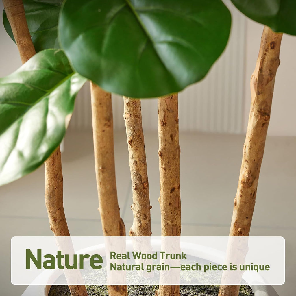 8ft Artificial Fiddle Leaf Fig Tree, 5 Real Wood Trunks